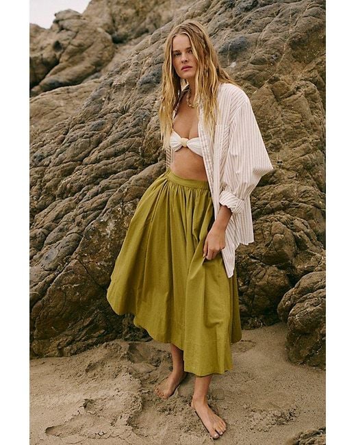 free-est Green Lowen Midi Skirt By