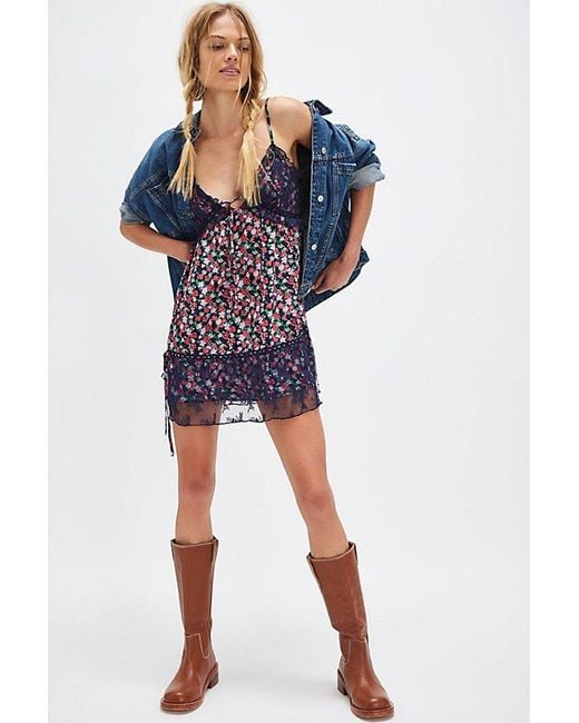 Free People Blue Tell Me More Mini Slip