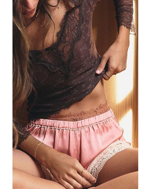 Intimately By Free People Brown Lace Me Twice Layering Top By