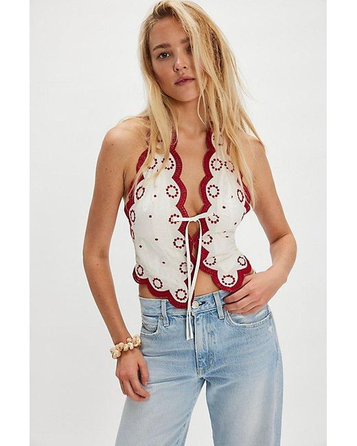 Free People Red Annie Vest Halter Jacket