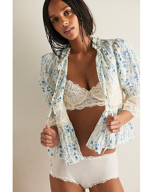 Intimately By Free People Natural Forever Young Printed Bed Jacket By
