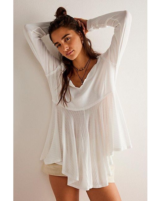 Free People Natural Clover Babydoll Top At Free People In Ivory, Size: Xs