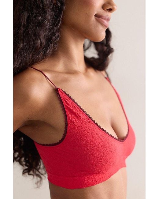 Intimately By Free People Red Sweet Point Seamless Longline Bralette By