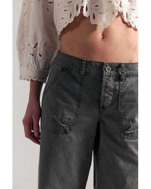 Free People Gray Yours Truly Low-Rise Cargo Chino Pants