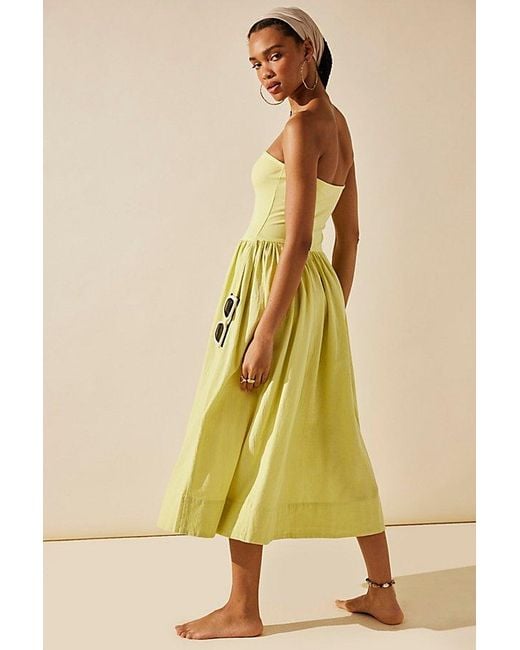 free-est Blue Onda Drop-Waist Tube Midi Dress By