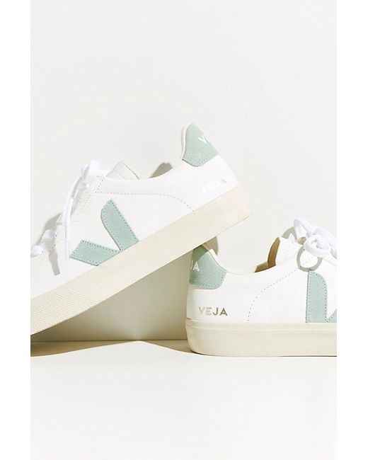 Veja Green Campo Sneakers At Free People In Extra White/matcha, Size: Eu 36
