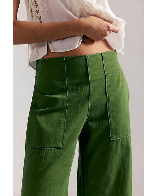 Free People Green Breezy Denim Pull-On Jeans