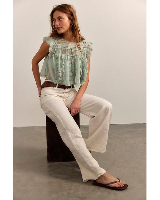 Free People Green Sun Drenched Blouse