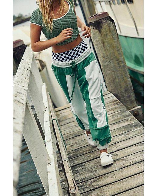 Free People Green This Feeling Colorblock Jogger