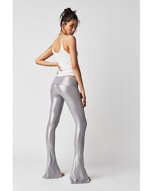 Norma Kamali Gray Metallic Spat Leggings At Free People In Silver, Size: Large