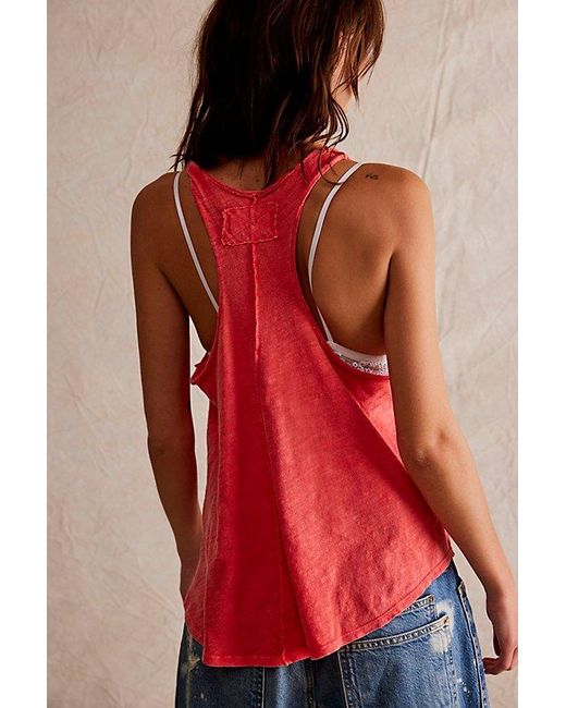 Free People Red Lo Lo Tank Top