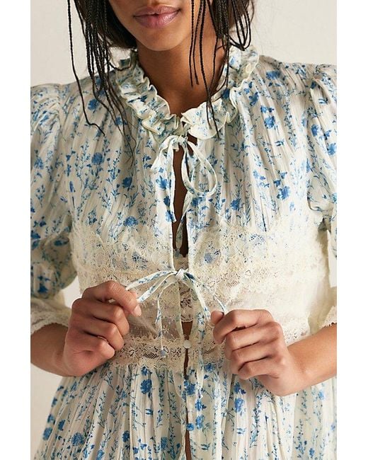 Intimately By Free People Natural Forever Young Printed Bed Jacket By