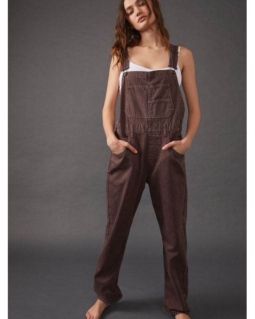 Free People Ziggy Denim Overalls in Brown Lyst