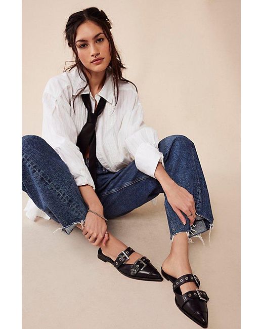 Free People Blue Penny Buckle Mules