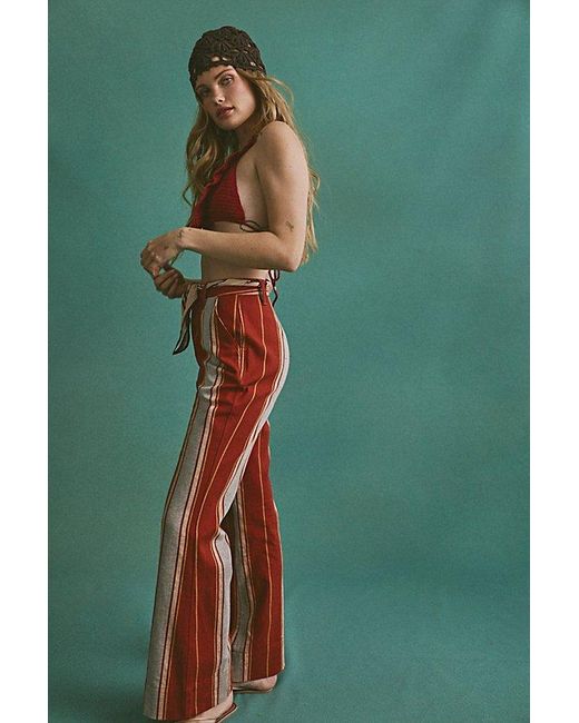Matthew Williamson x Free People Blue Mirador Striped Bootcut Trousers