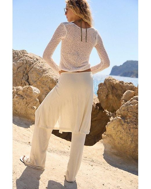 Free People Natural Gauzy Knit Skants Top By