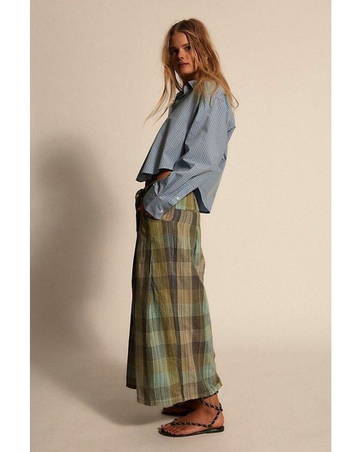 Free People Multicolor Telluride Wide-Leg Crop Pull-On Madras Pants