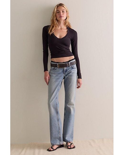 Intimately By Free People Black Wide Awake Plunge Long Sleeve Top By