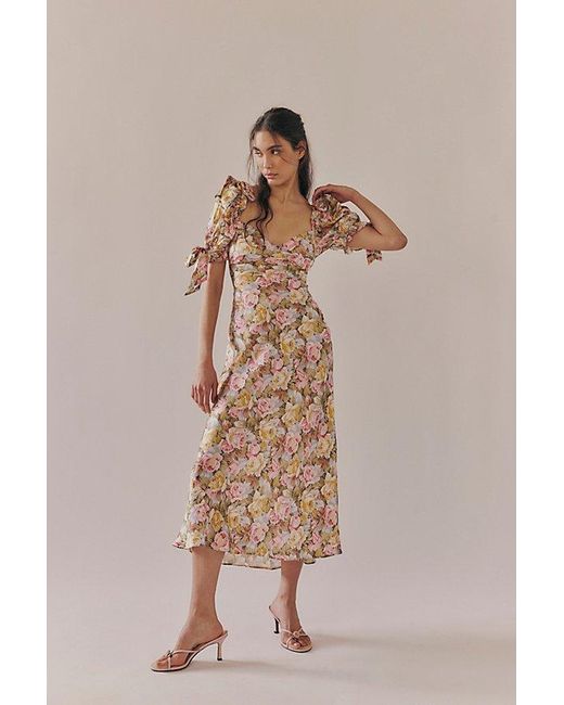 Selkie Natural The Poet Printed Slip Dress