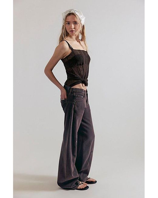 Free People Black Fable Low-Rise Twisted Bowed Jeans