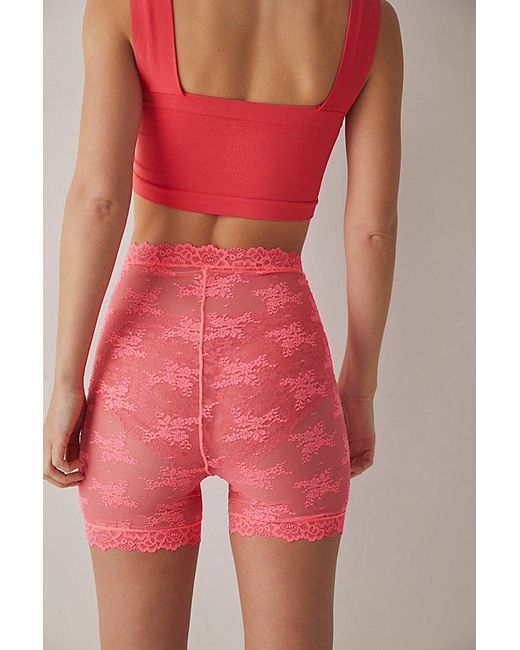 Free People Red For You Lace Bike Shorts