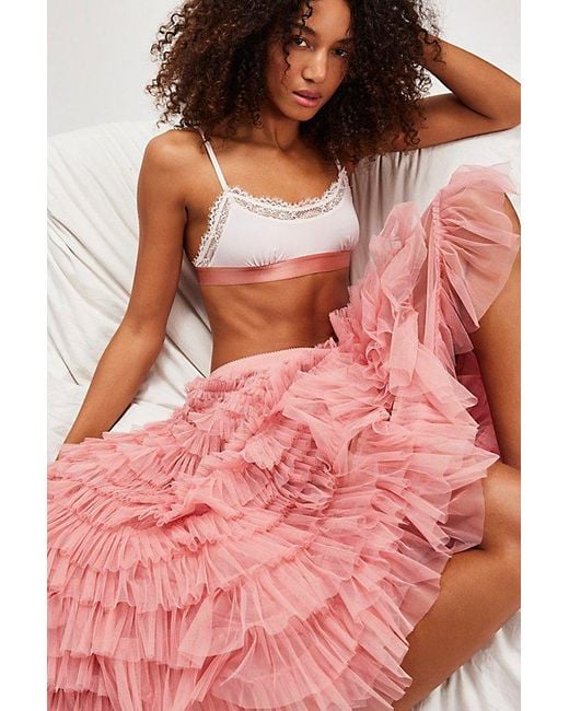Free People Pink Return Of The Ruffle Maxi Slip Skirt