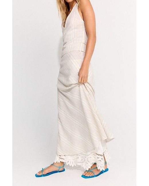 free-est White Palma Cotton-Linen Skirt Set By