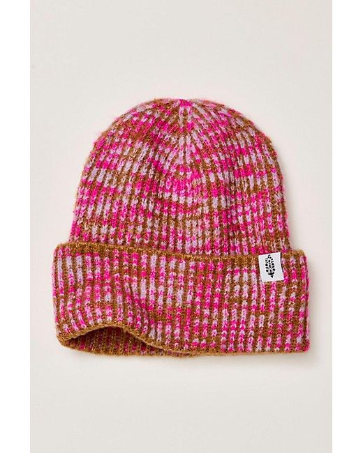 Fp Movement Red Spacedye Ribbed Cool Down Beanie