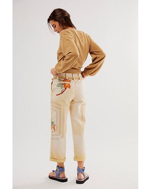 Free People White We The Free Electric Sands Embroidered Pants