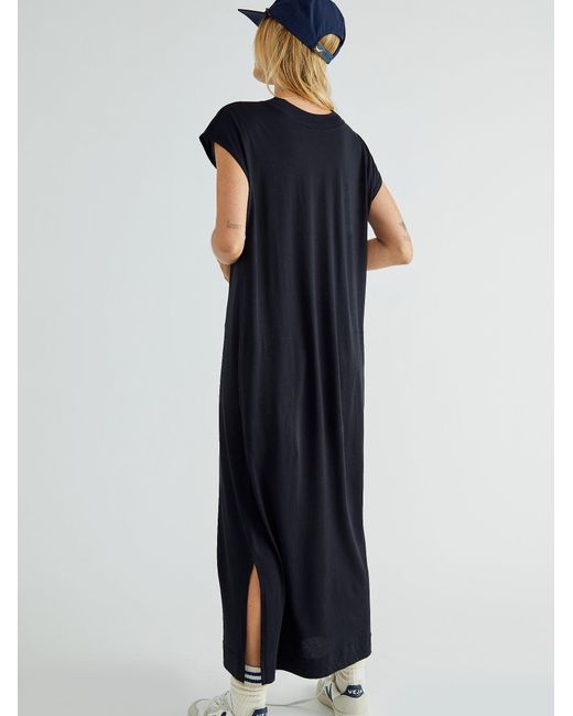 Free People Cotton All Day Long Midi T-shirt Dress in Black - Lyst