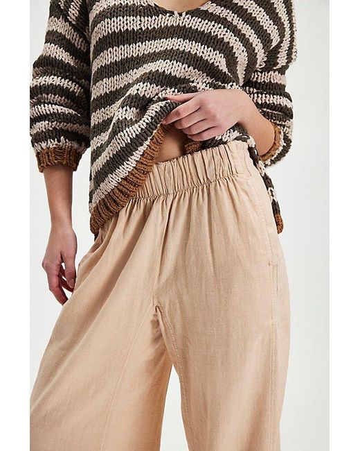 Free People Multicolor Day's End Linen Pull-On Pants