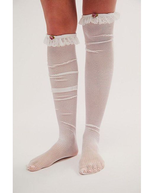 Only Hearts White Fishnet Thigh-high Socks