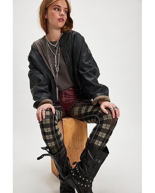 Free People Blue Highland Hues Tartan Tights