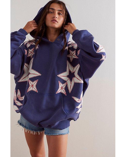 Free People Blue It's A Vibe Americano Hoodie