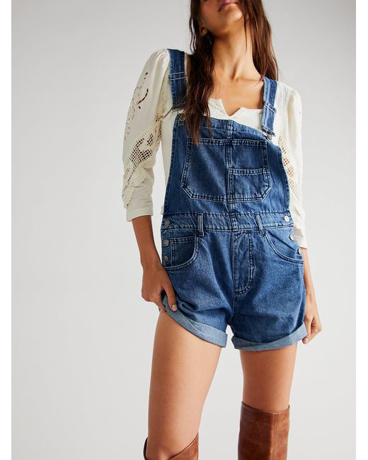Free People Ziggy Shortalls in Blue Lyst