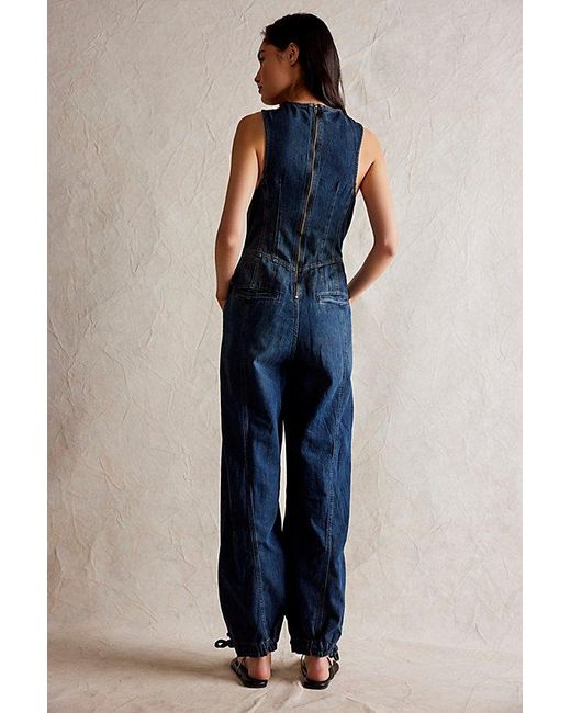 Free People Blue We The Free Match Point Jumpsuit