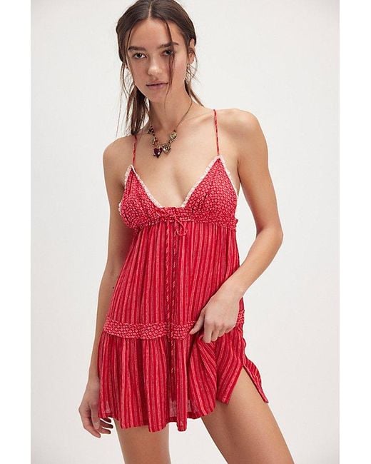 Intimately By Free People Red Homegrown Mini Slip