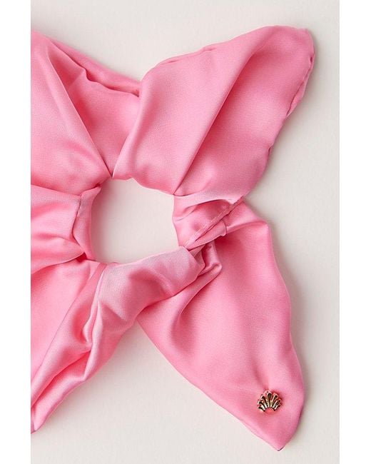 Lele Sadoughi Pink Square Silk Scrunchie