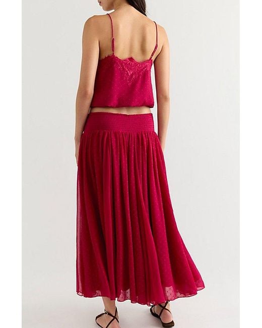Free People Red Sunflare Maxi Skirt Set
