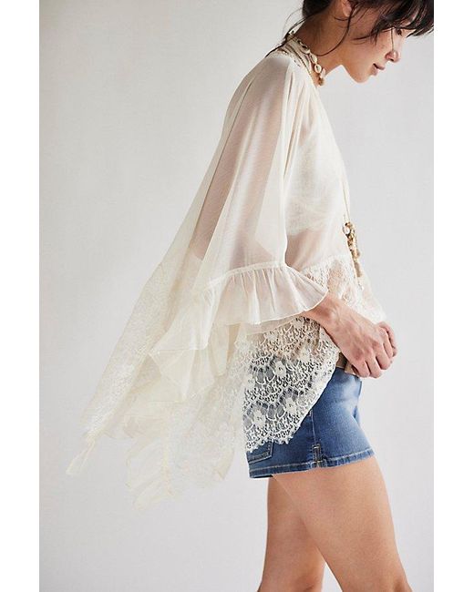 Free People White Dance With Me Sheer Poncho Jacket