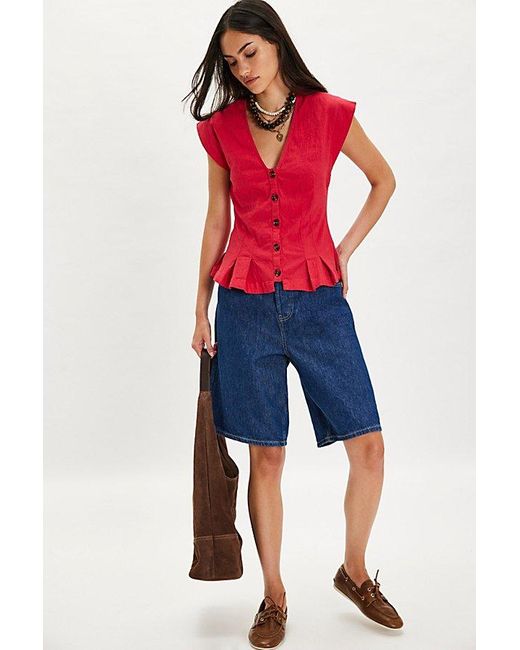 Free People Red Dylan Vest Jacket