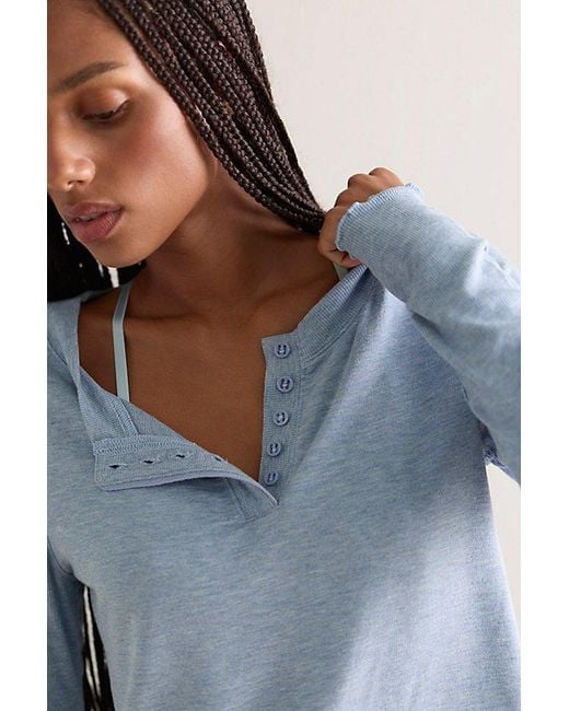 Intimately By Free People Blue Dream State Henley Top By