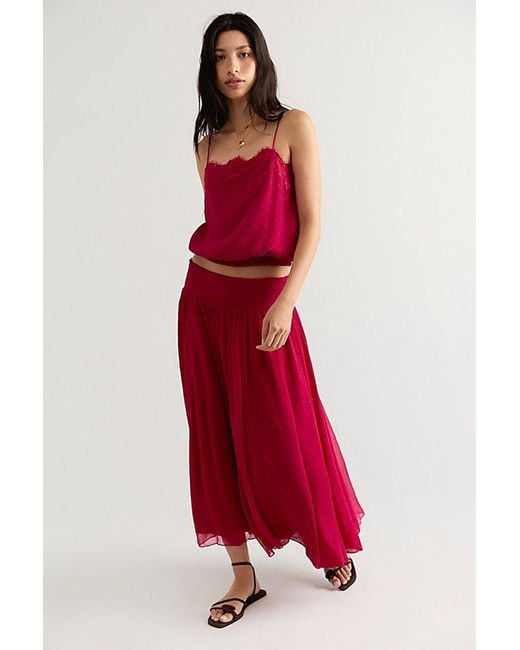 Free People Red Sunflare Maxi Skirt Set