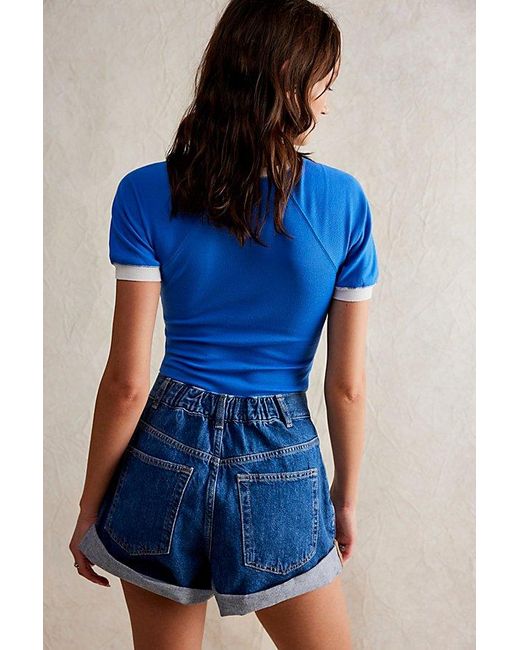 Free People Blue Danni Shorts At Free People In Stargaze, Size: Xs