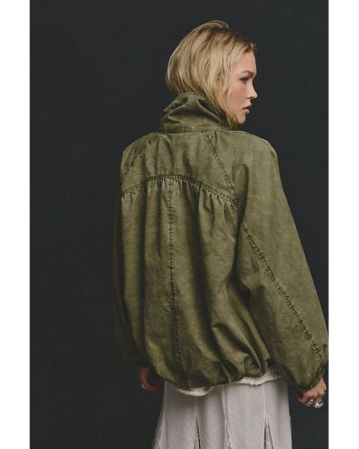 Free People Green Chelsea Funnel-Neck Jacket