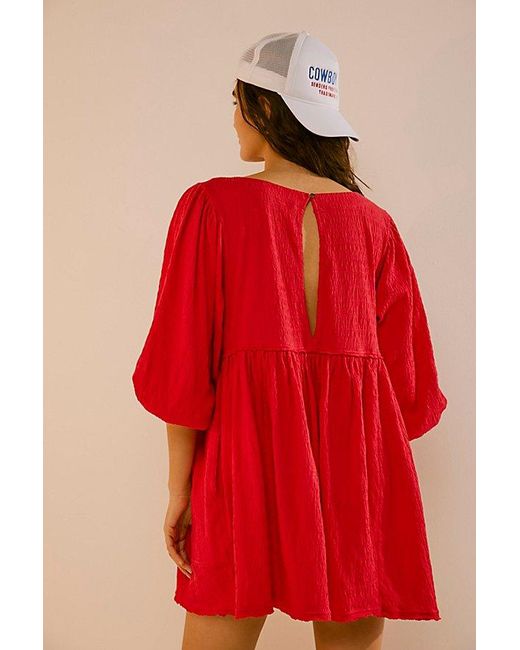 Free People Red Get Obsessed Babydoll Dress