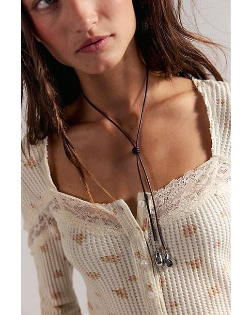 Free People Green Laken Corded Lariat Necklace