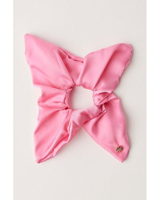 Lele Sadoughi Pink Square Silk Scrunchie