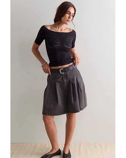 Intimately By Free People Black Smooth Talking Lace Off-The-Shoulder Top By