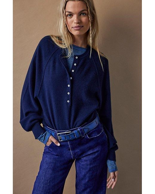 Free People Blue Porta Cashmere Henley